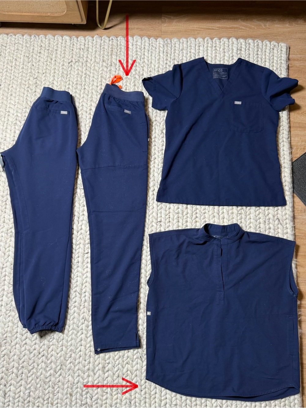 FIGS-SCRUBS PIECES SOLD SEPARATELY ($25 EACH) MEDIUM TOPS & SM TALL PANTS